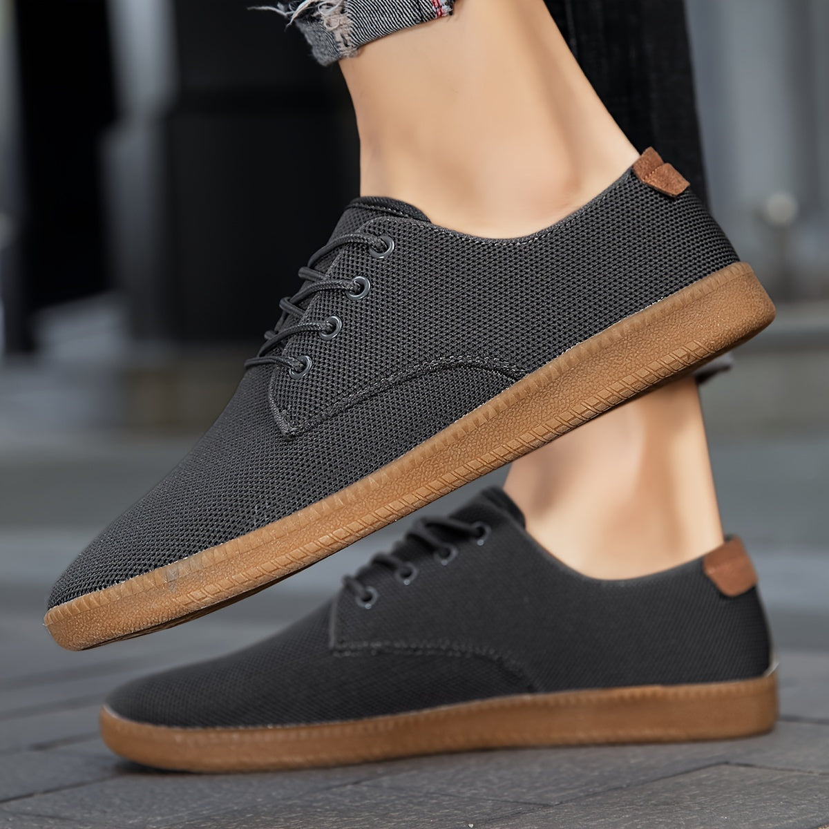 Solid Versatile Skate Shoes, Breathable Non Slip Lace-up